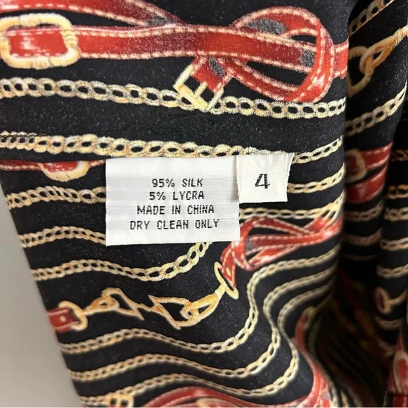 Eye Silk Bit and Bridle Print Button Front Shirt Women’s Size 4 Old Money Luxury - Picture 10 of 10
